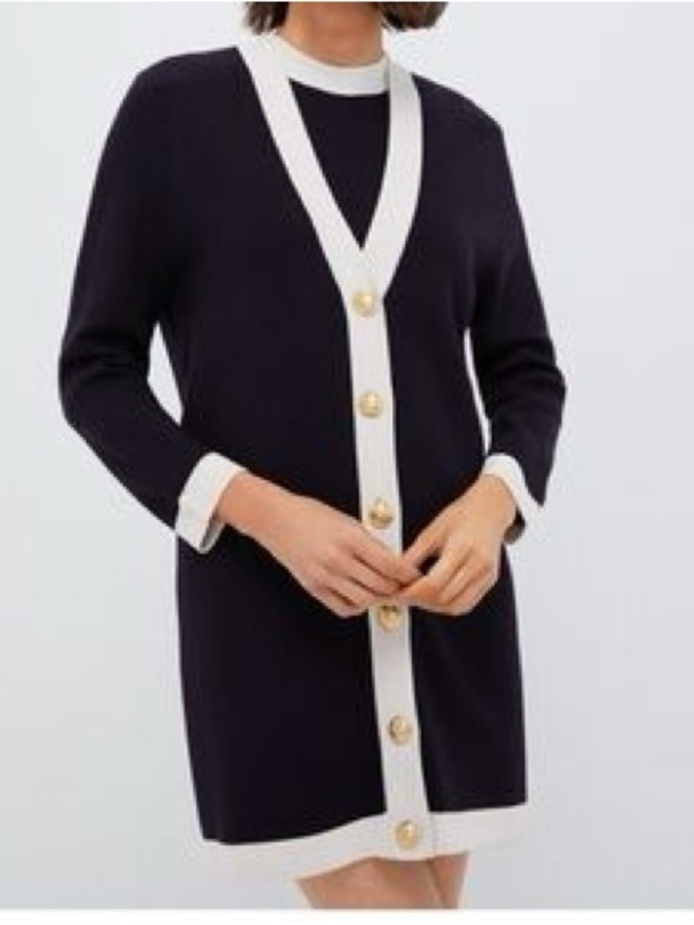 NWT Tuckernuck Navy Cardigan with Gold Hardware in Blue & White Size S